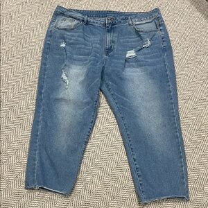 SHEIN Light Blue Denim Crop Jeans